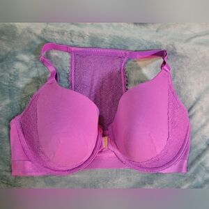 Cacique Racerback Vibrant Purple Lace Front Clip Detail Bra 40F (DDD)